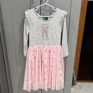 Adorable Gray and Pink Kids Dress